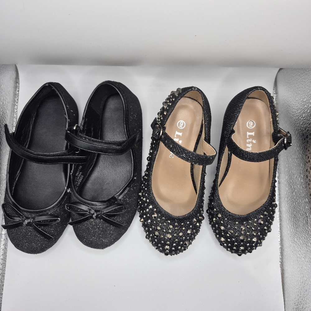 Black Rhinestine Heels & Sparkly Flats